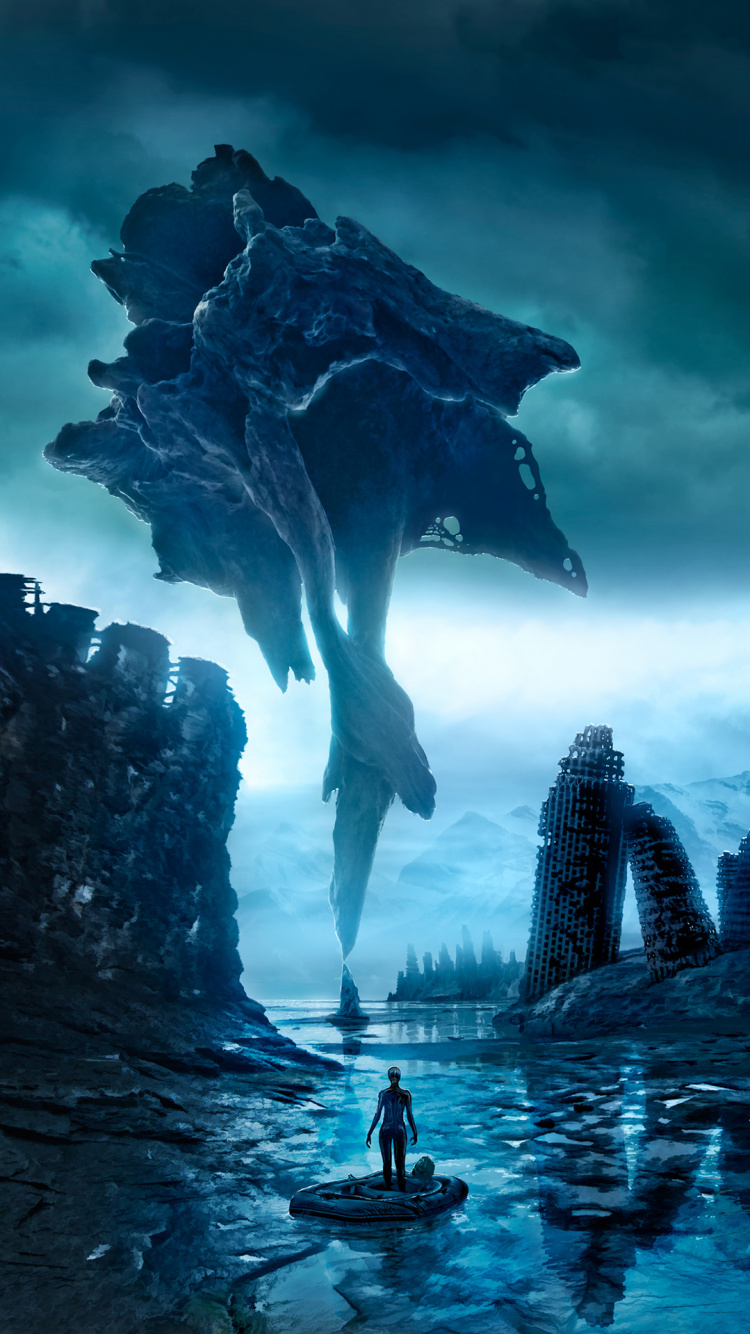 Обои арт, живопись, романтически апокалиптический, произведение искусства, Научная фантастика в разрешении 750x1334