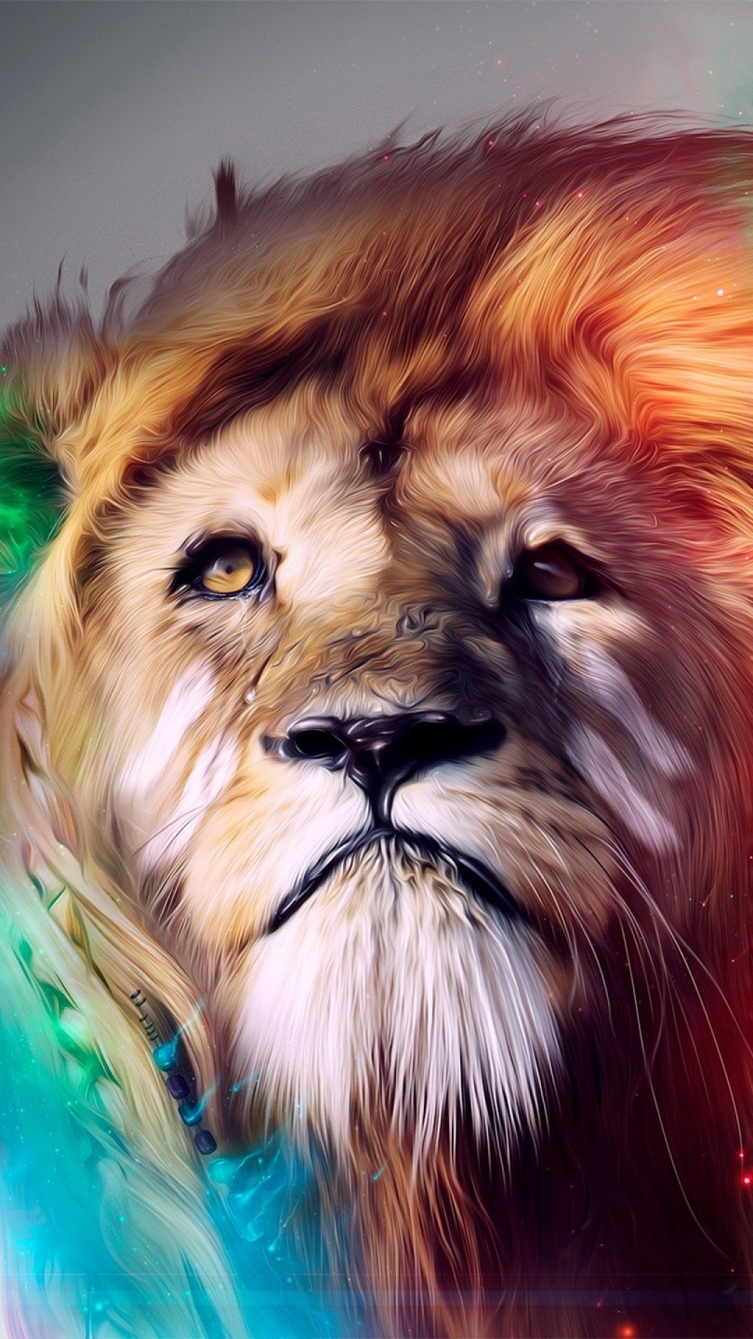 Обои Лев, кошачьих, живопись, морда, арт в разрешении 1080x1920