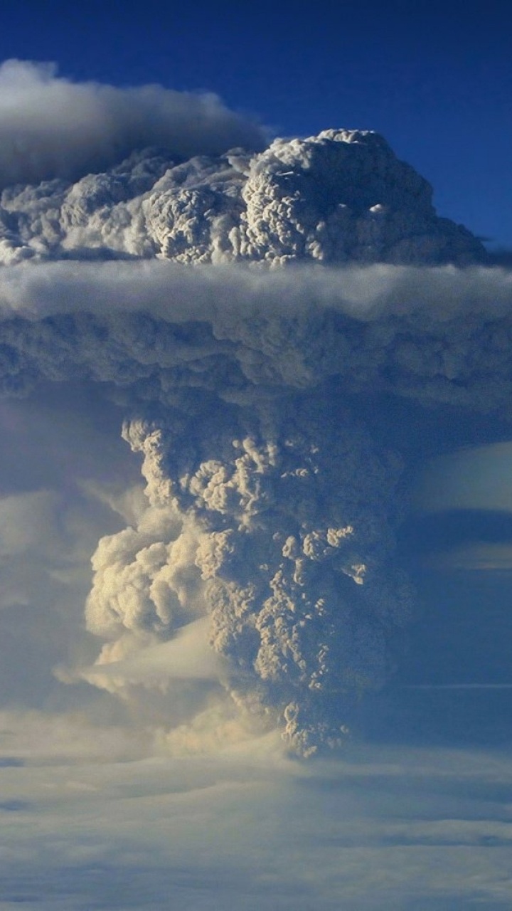 Обои вулкан Чили 2011, вулкан, облако, атмосфера, кучевое облако в разрешении 720x1280