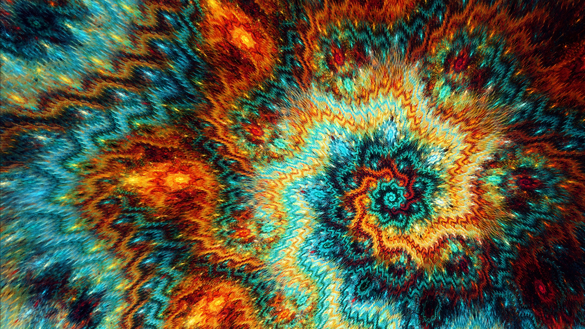 Обои фрактал, узор, спираль, бирюза, чирок в разрешении 1920x1080