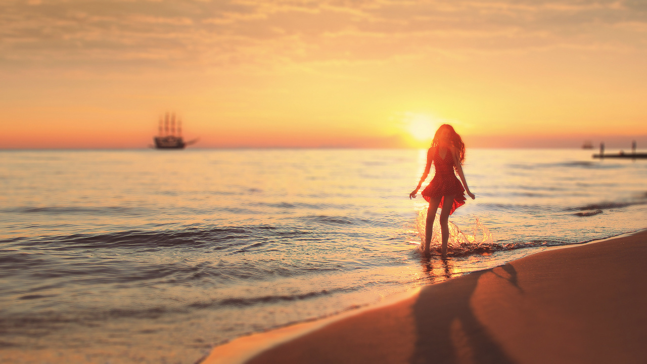 Обои горизонт, море, океан, отпуск, восход солнца в разрешении 1280x720