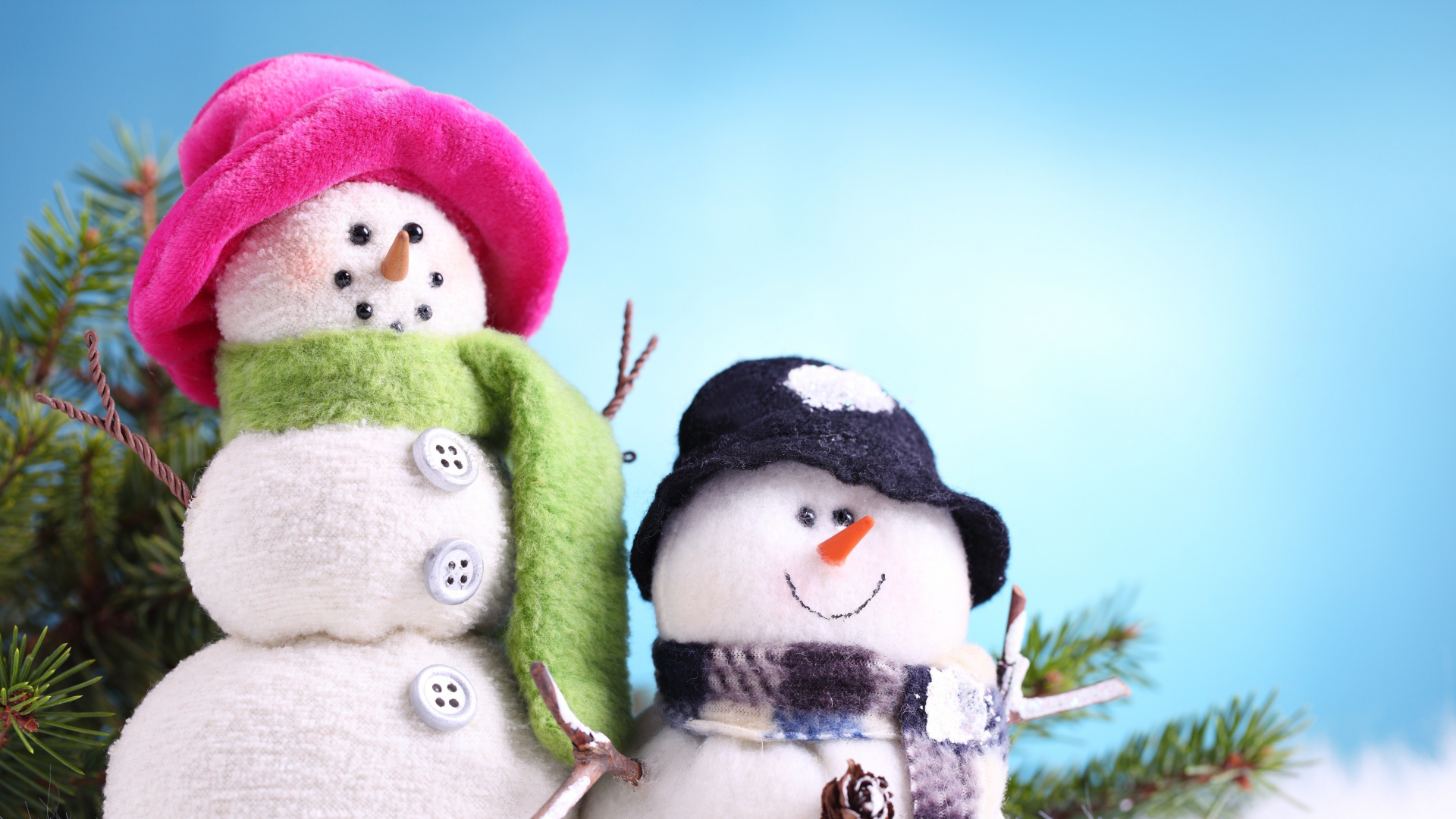 Обои Снеговик, Рождественский день, зима, Рождество, рождественский орнамент в разрешении 1920x1080