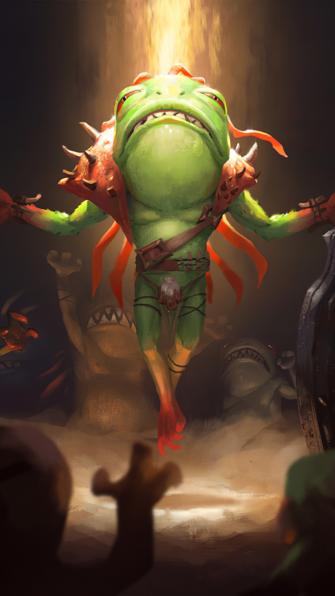 Обои домашний очаг, арт, темнота, демон, компьютерная игра в разрешении 1080x1920