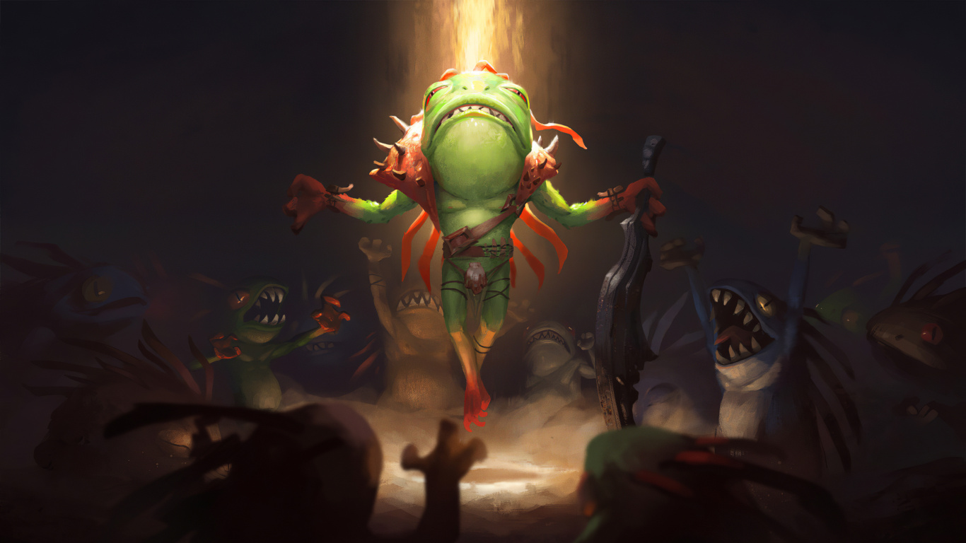 Обои домашний очаг, арт, темнота, демон, компьютерная игра в разрешении 1366x768