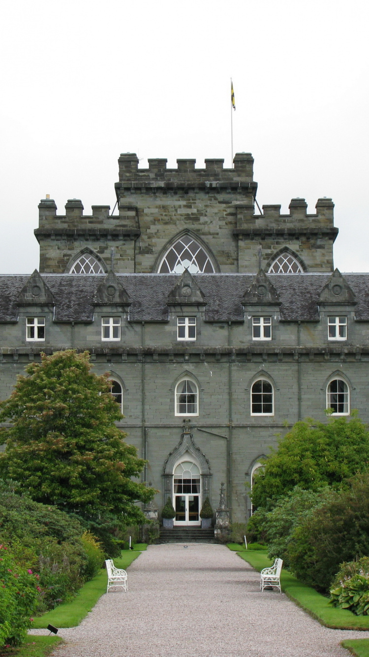 Обои Замок Инверари, Лох-Файн, замок, здание, имущество в разрешении 750x1334