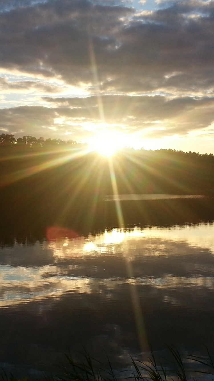 Обои закат, утро, вечер, природа, вода в разрешении 750x1334