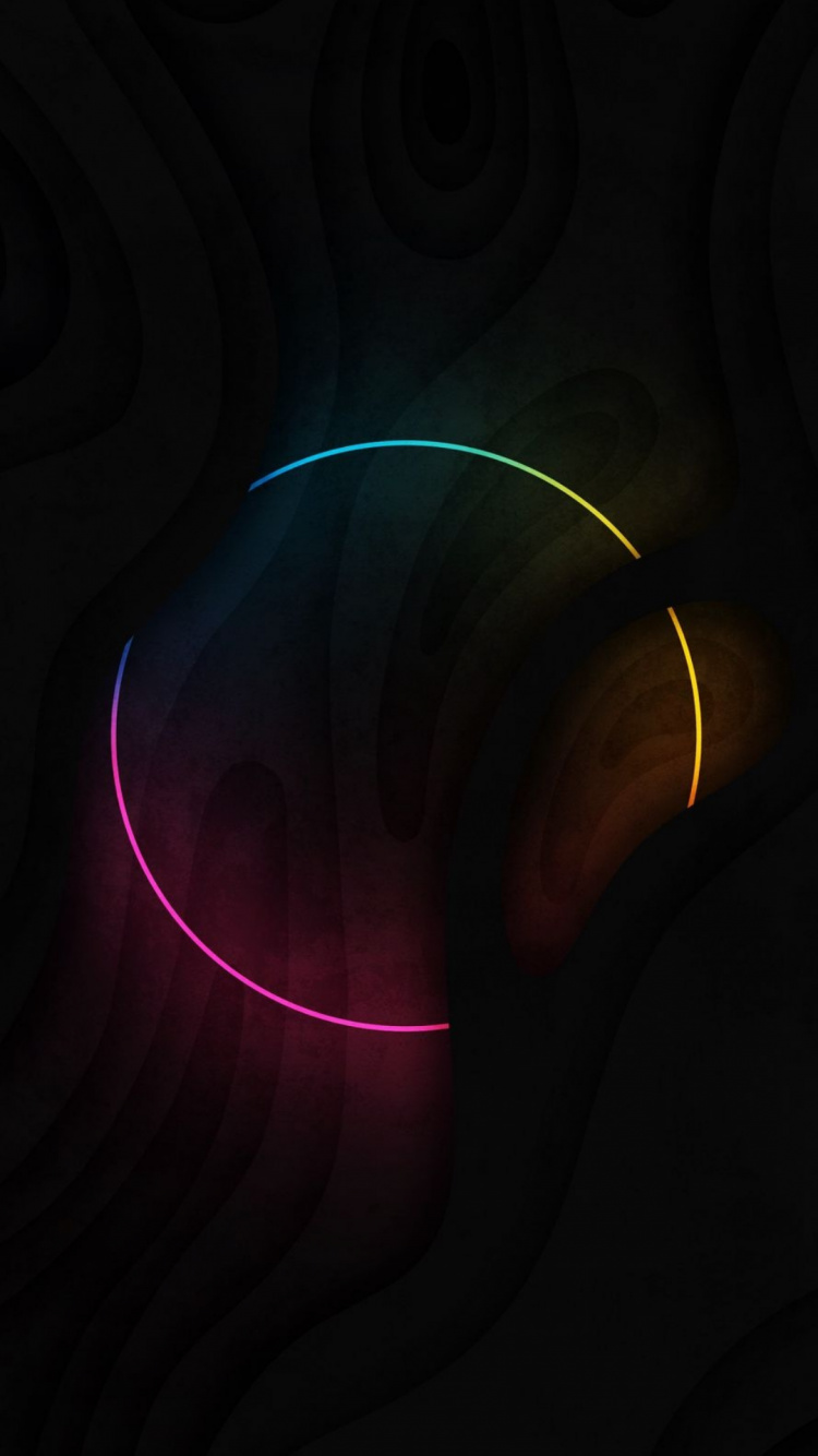 Обои неоновый круг, Фиолетовый, Визуальный эффект освещения, пурпурный цвет, арт в разрешении 750x1334