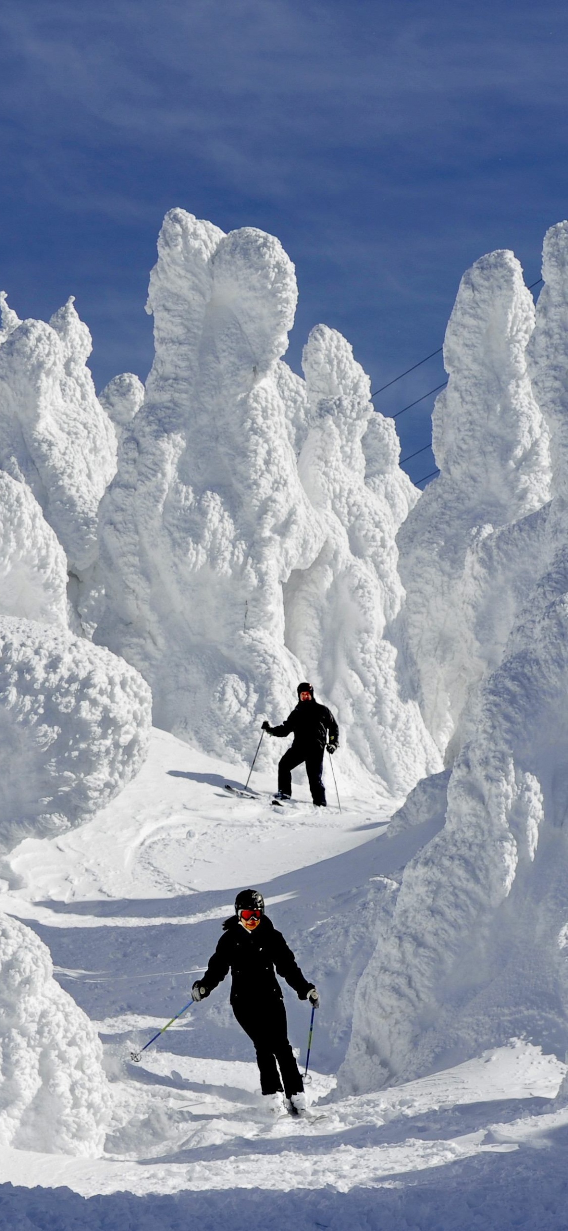 Обои Нисеко, Дза Онсен, лыжи, горнолыжный курорт, лыжный сезон в разрешении 1125x2436