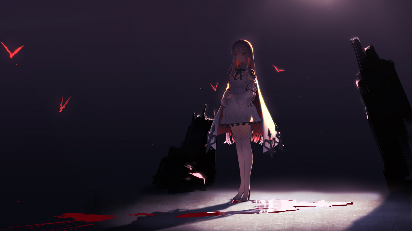 Обои аниме, красный цвет, свет, Представление, фэшн в разрешении 1366x768