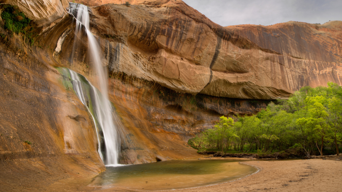 Обои водопад, национальный парк, Нижняя Теленка Крик-Фолс, вода, гидроресурсы в разрешении 1366x768