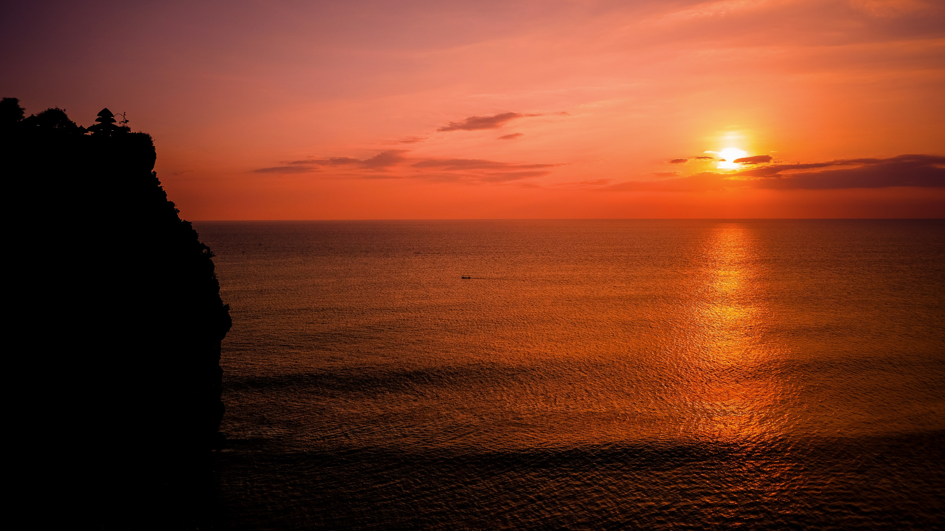 Обои море, закат, горизонт, восход солнца, вечер в разрешении 1920x1080