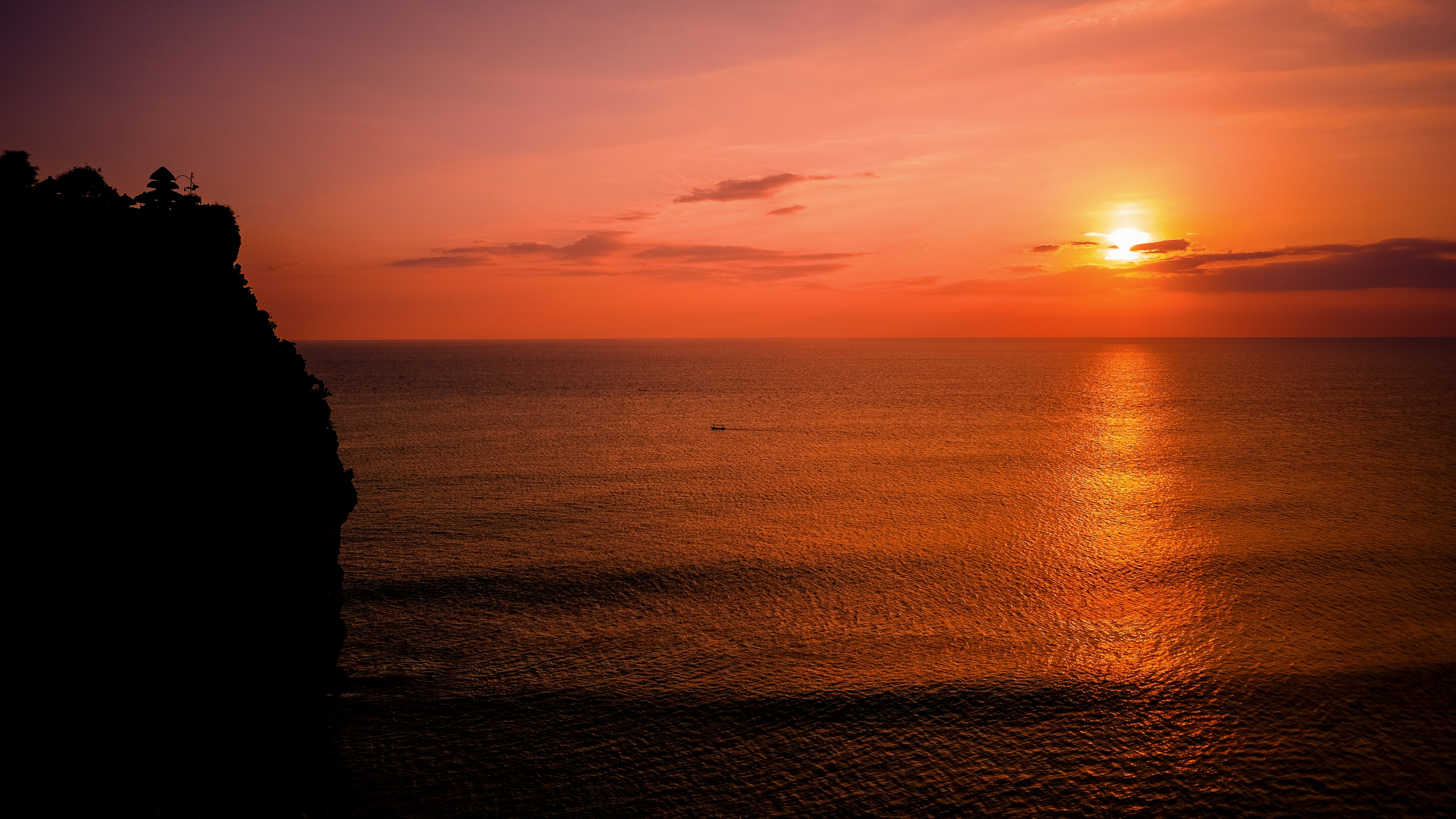 Обои море, закат, горизонт, восход солнца, вечер в разрешении 3840x2160