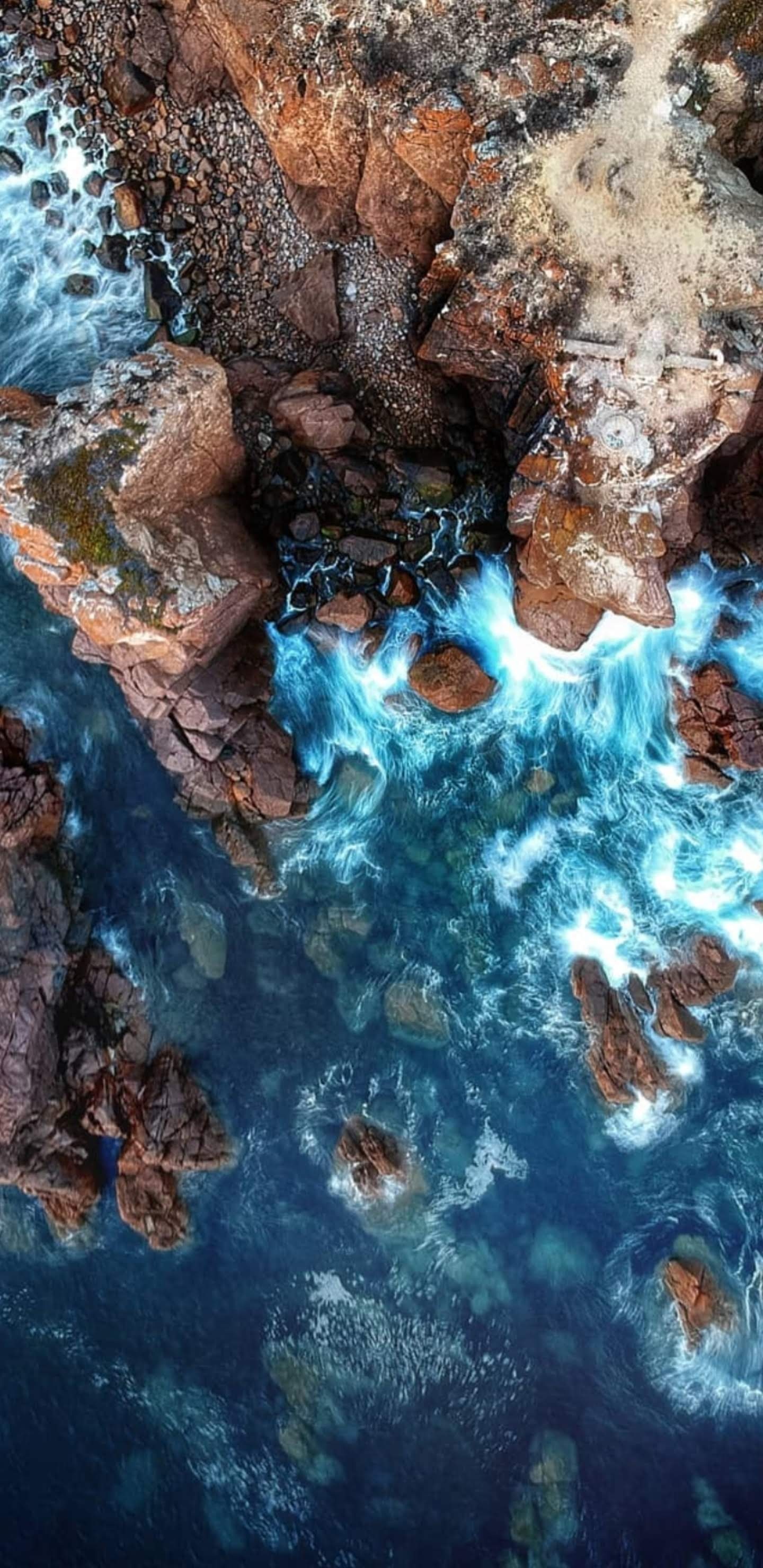 Обои Google, Google Pixel 4, рок, водоток, гидроресурсы в разрешении 1440x2960