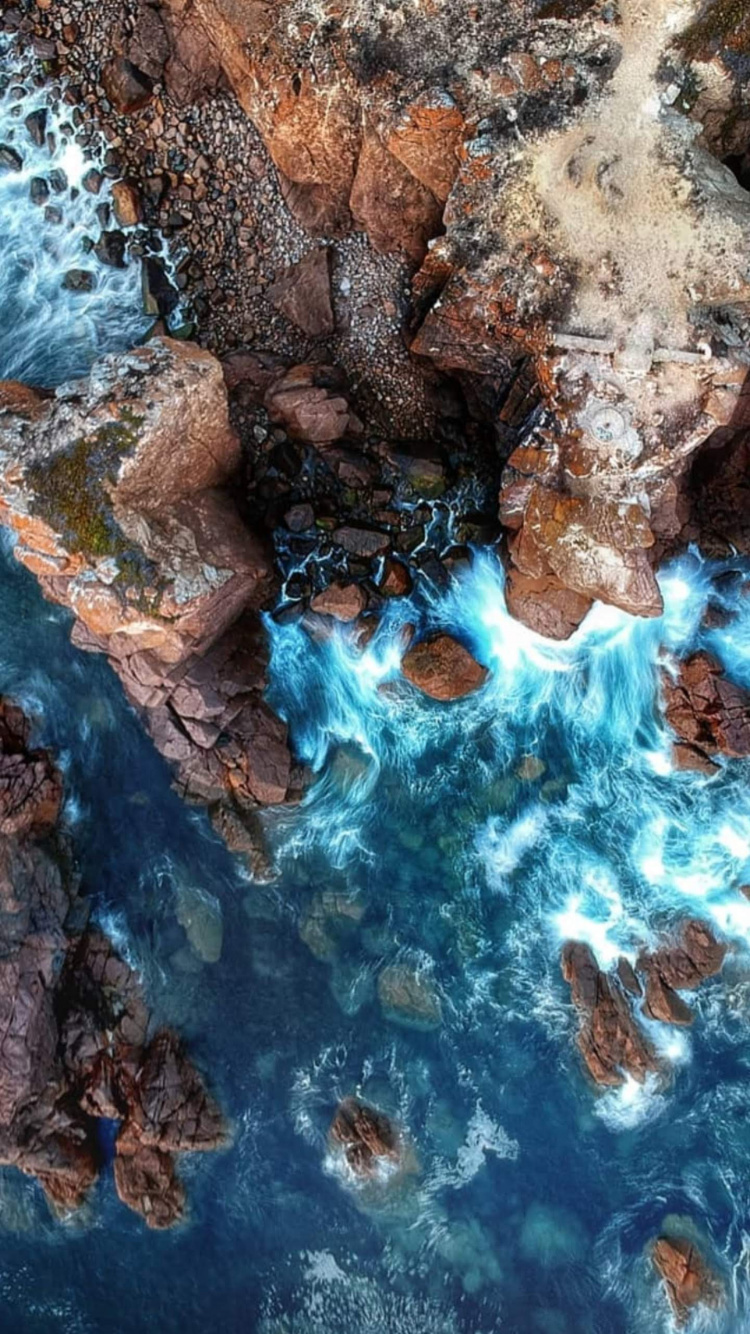 Обои Google, Google Pixel 4, рок, водоток, гидроресурсы в разрешении 750x1334