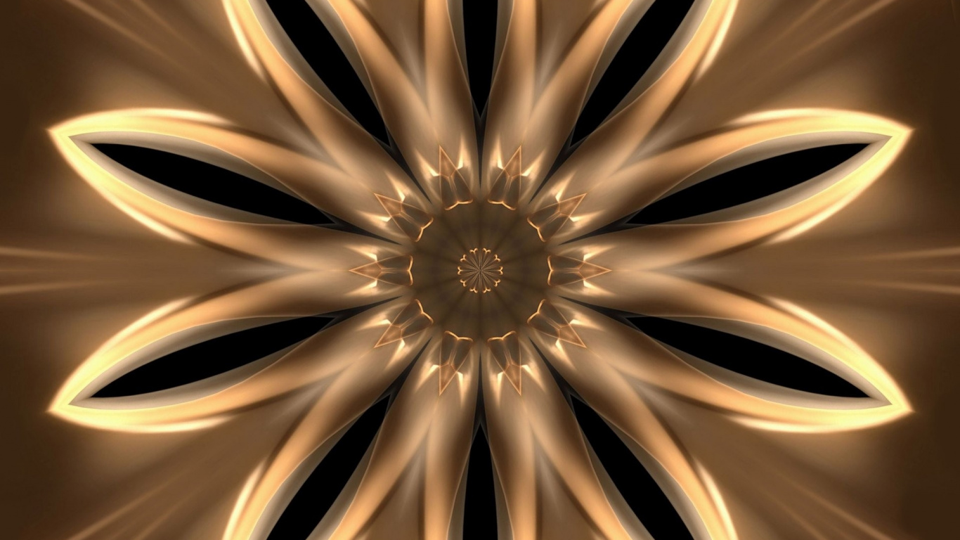 Обои освещение, фрактальное искусство, узор, симметрия, обод в разрешении 1366x768