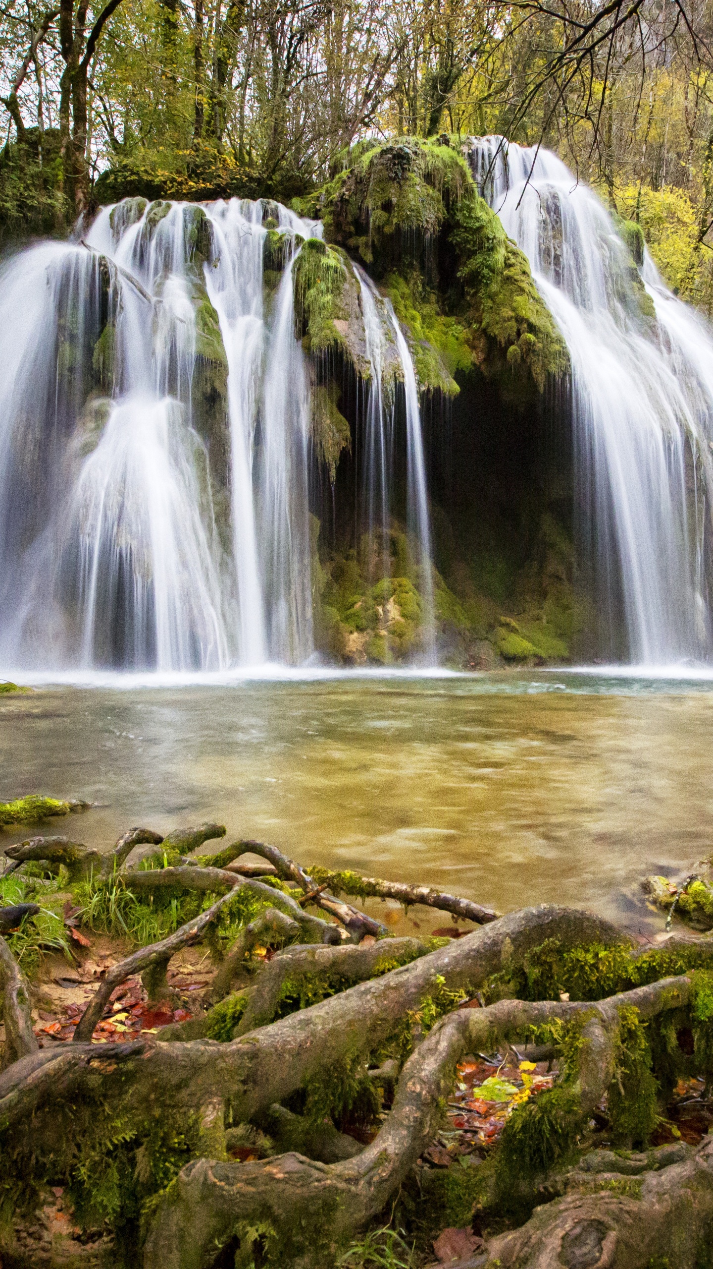 Обои водопад, водоем, природа, гидроресурсы, вода в разрешении 1440x2560