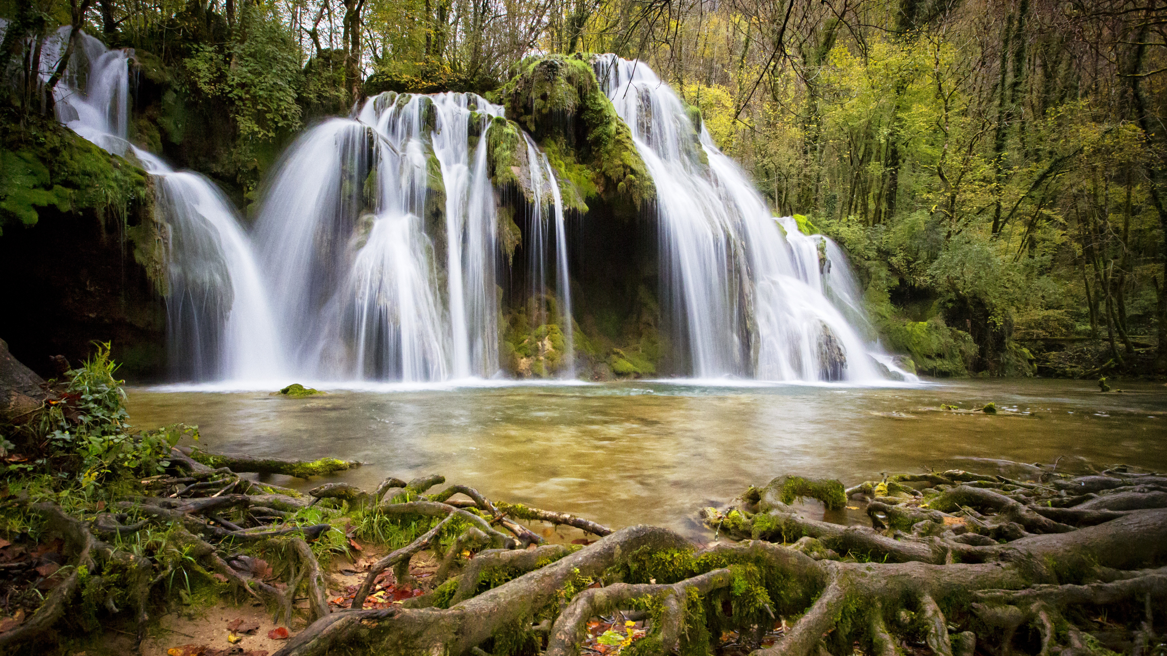 Обои водопад, водоем, природа, гидроресурсы, вода в разрешении 3840x2160