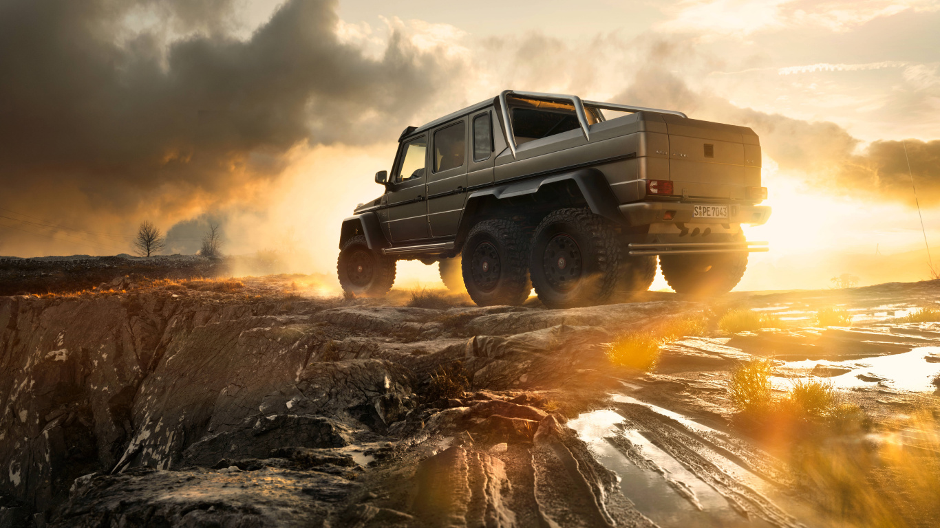 Обои Мерседес модели G63 АМГ, Брабус, авто, Мерседес-Бенц g63 АМГ 6х6, Офф-роуд в разрешении 1366x768