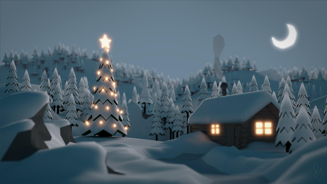 Обои зима, полумесяц, астрономический объект, атмосфера, замораживание в разрешении 1280x720