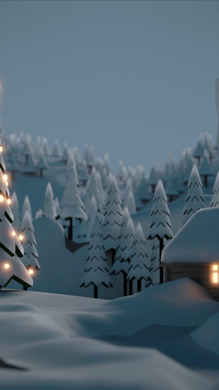 Обои зима, полумесяц, астрономический объект, атмосфера, замораживание в разрешении 720x1280