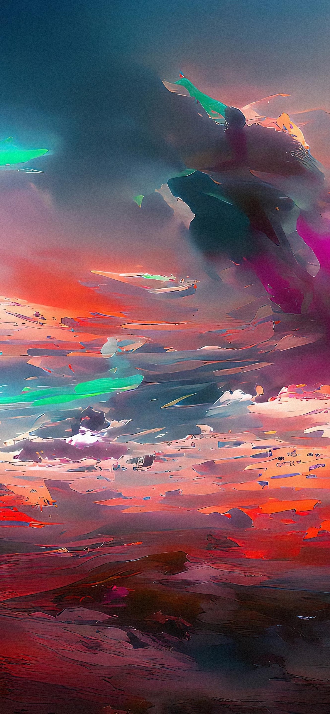 Обои облако, атмосфера, пурпур, послесвечение, Оранжевый цвет в разрешении 1125x2436