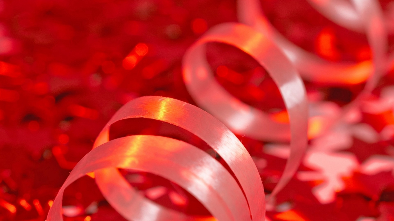 Обои Рождественский день, рождественский орнамент, красный цвет, свет, Рождественские украшения в разрешении 1280x720