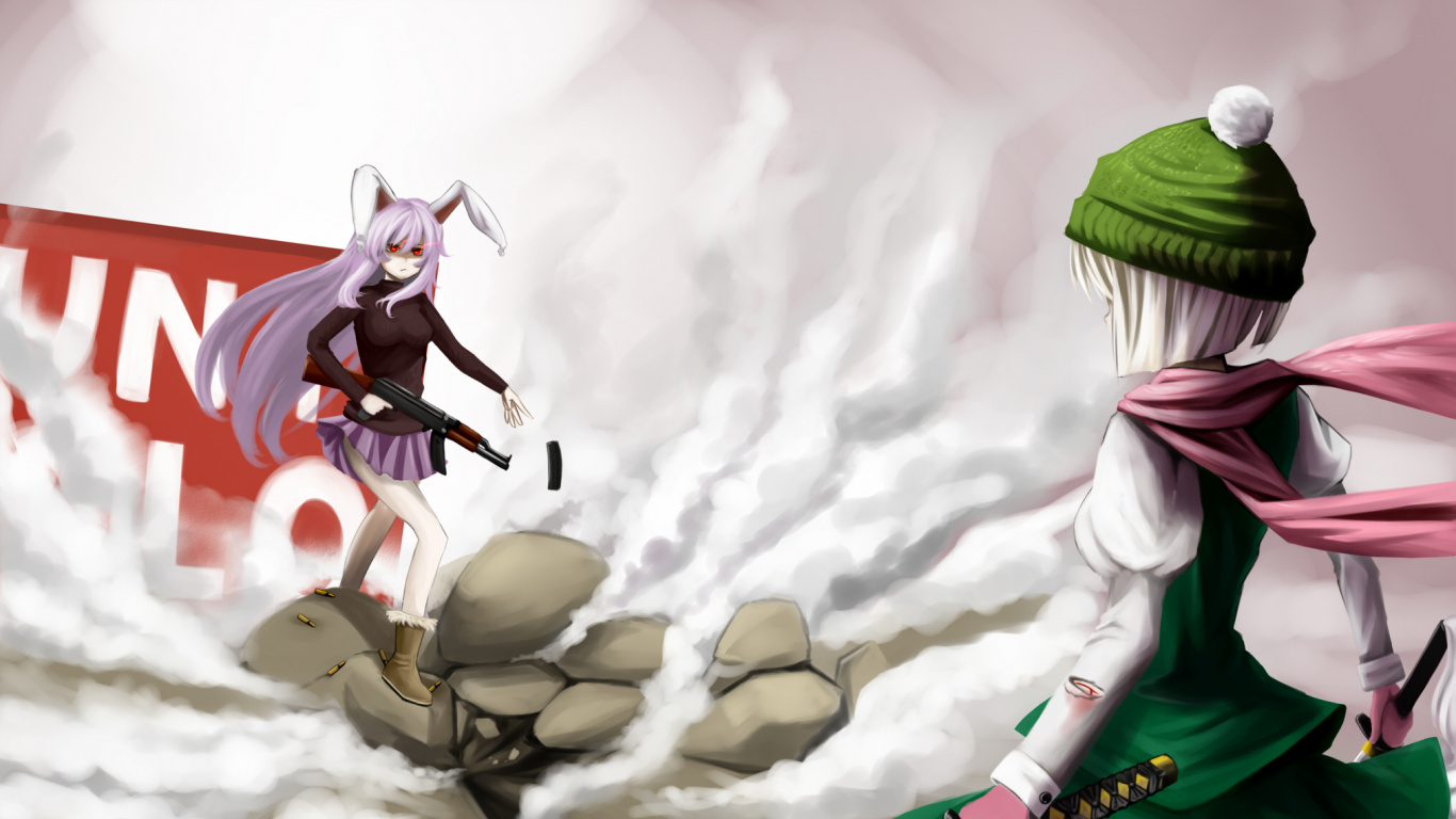 Обои проект тохо, постер, мультфильм, иллюстрация, аниме в разрешении 1366x768