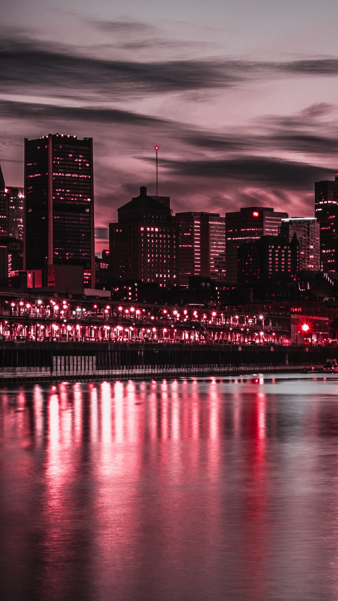 Обои городской пейзаж, город, линия горизонта, отражение, красный цвет в разрешении 1080x1920