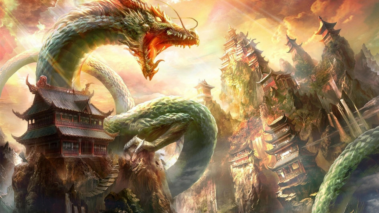 Обои дракон, мифология, мифическое существо, компьютерная игра, вымышленный персонаж в разрешении 1280x720