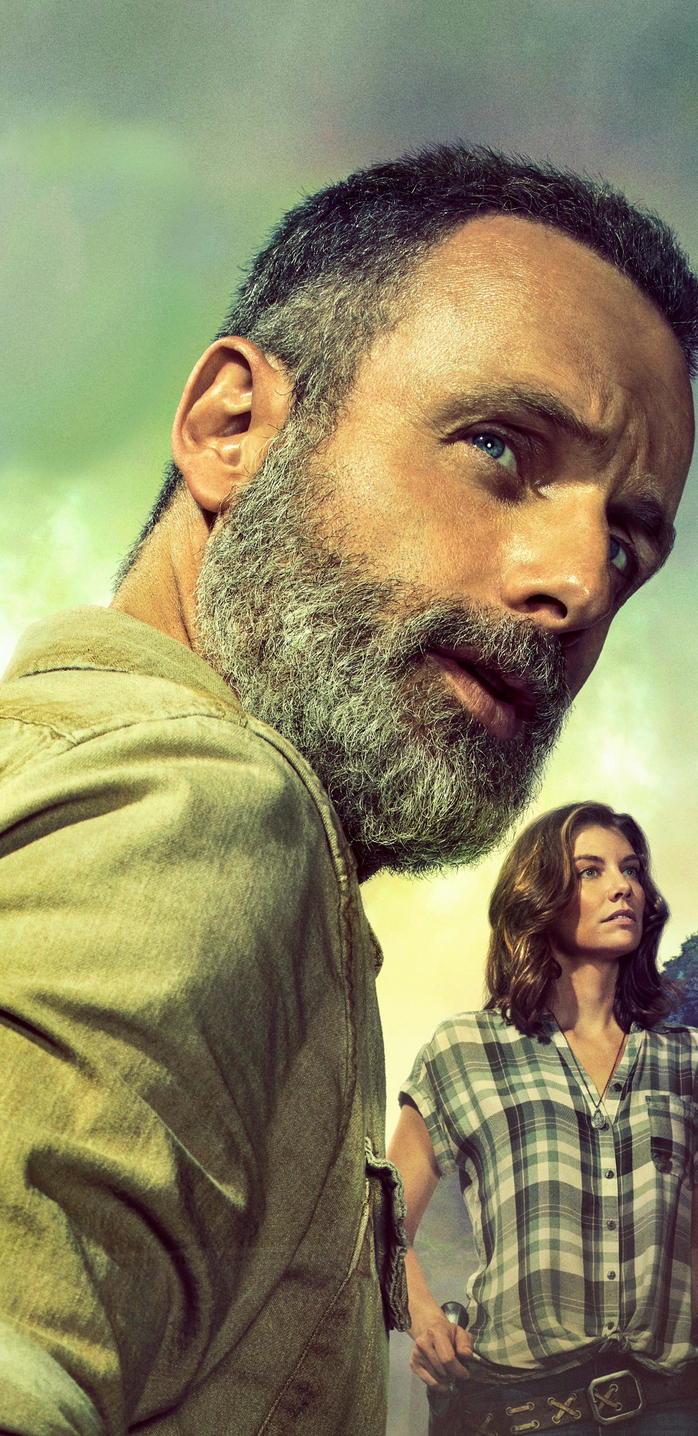 Обои Ходячие мертвецы, Рик Граймс, Бойтесь Ходячих мертвецов, Ходячие Мертвецы - Сезон 9, борода в разрешении 1440x2960