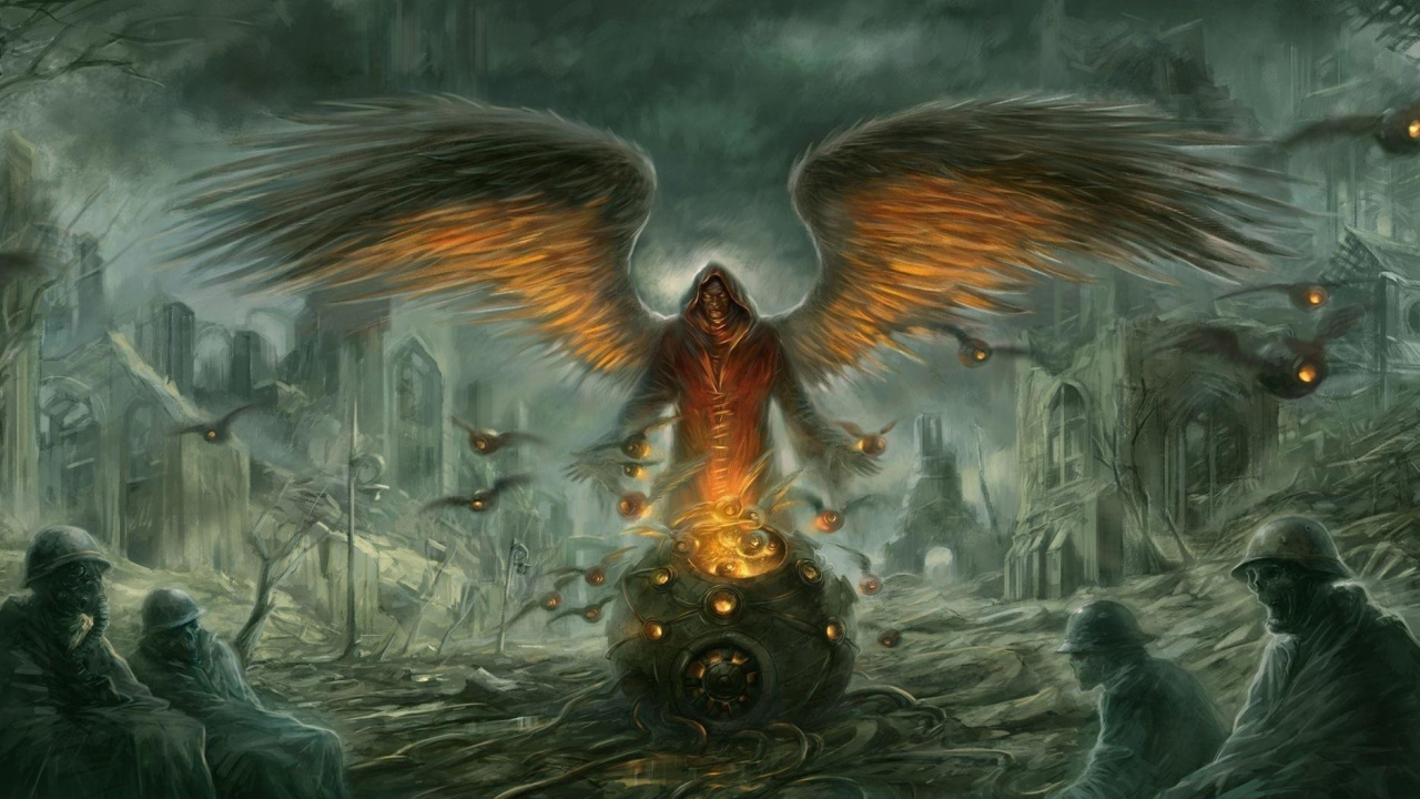 Обои ангел, мифология, демон, сверхъестественное существо, арт в разрешении 1280x720