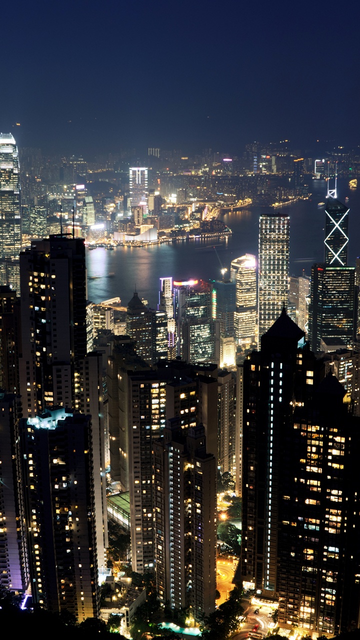 Обои Гавань Виктория, город, небоскреб, городской пейзаж, метрополия в разрешении 720x1280