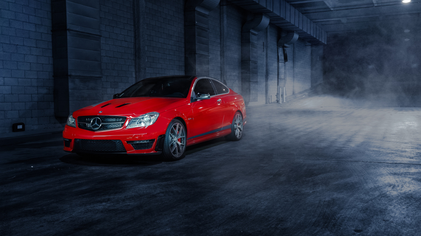 Обои авто, обод, Литые диски, колесо, Mercedes-Benz C 63 AMG в разрешении 1366x768