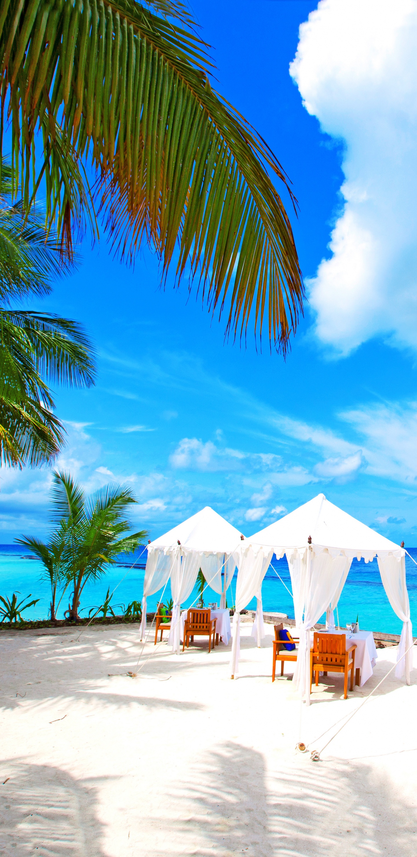 Обои вилла, Курумба Мальдивы, пляж, отпуск, море в разрешении 1440x2960