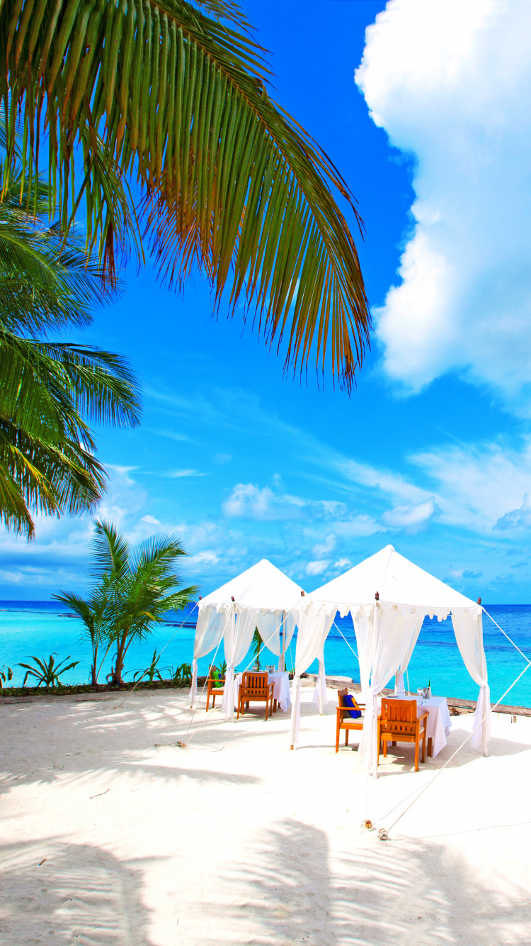 Обои вилла, Курумба Мальдивы, пляж, отпуск, море в разрешении 750x1334