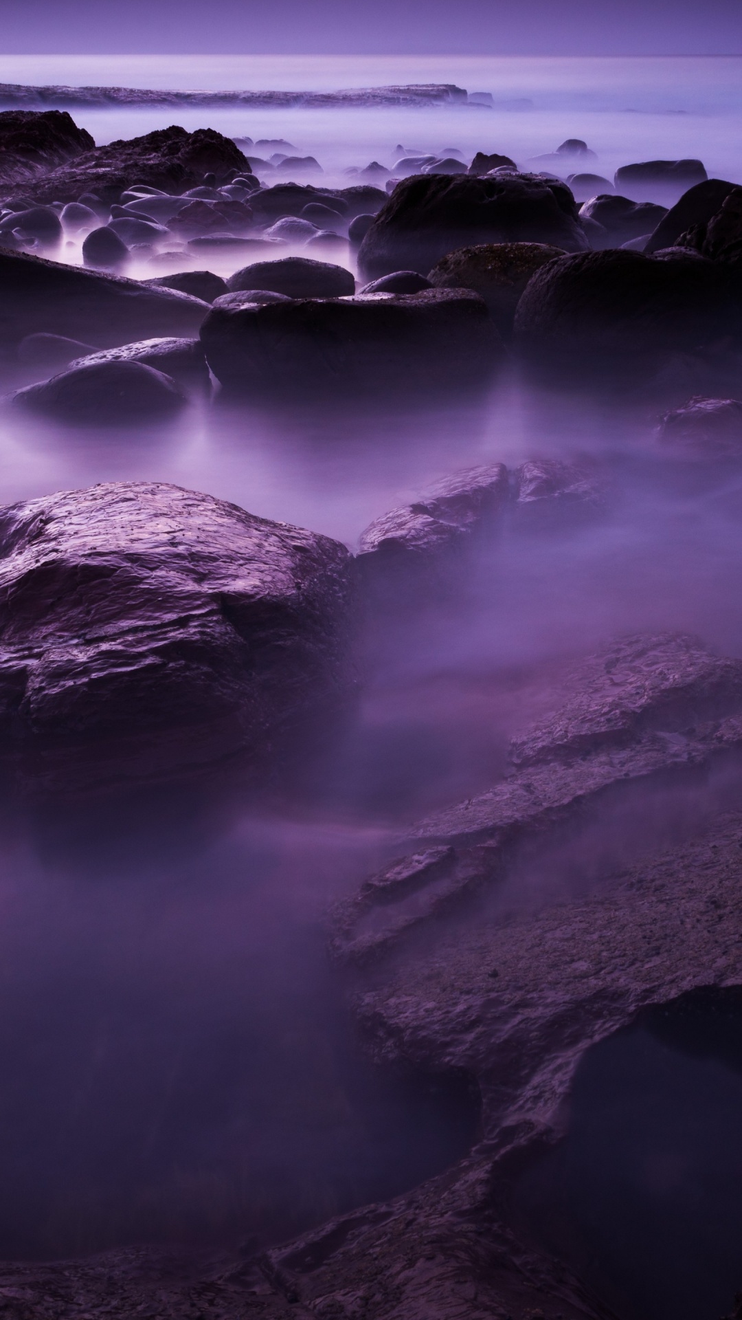 Обои море, вода, пурпур, рассвет, спокойный в разрешении 1080x1920