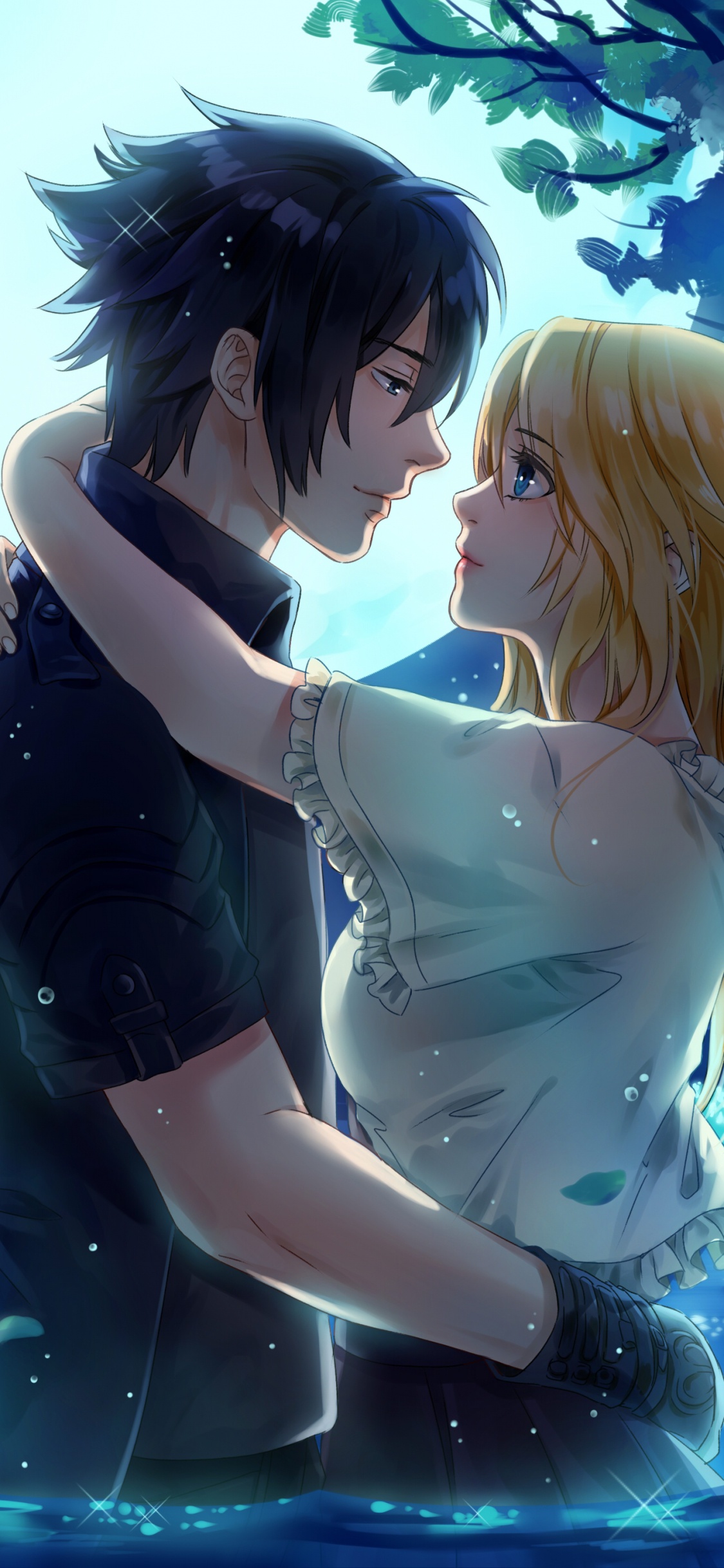 Обои вода, final fantasy xiii, final fantasy, видеоигра, взаимодействие в разрешении 1125x2436