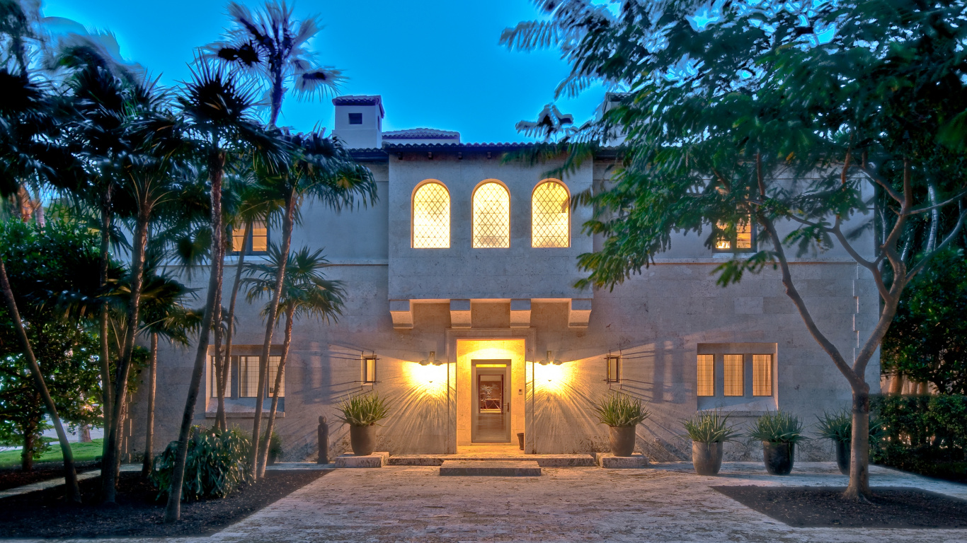 Обои особняк фила коллинза в майами, Майами, Хаус, растение, здание в разрешении 1366x768