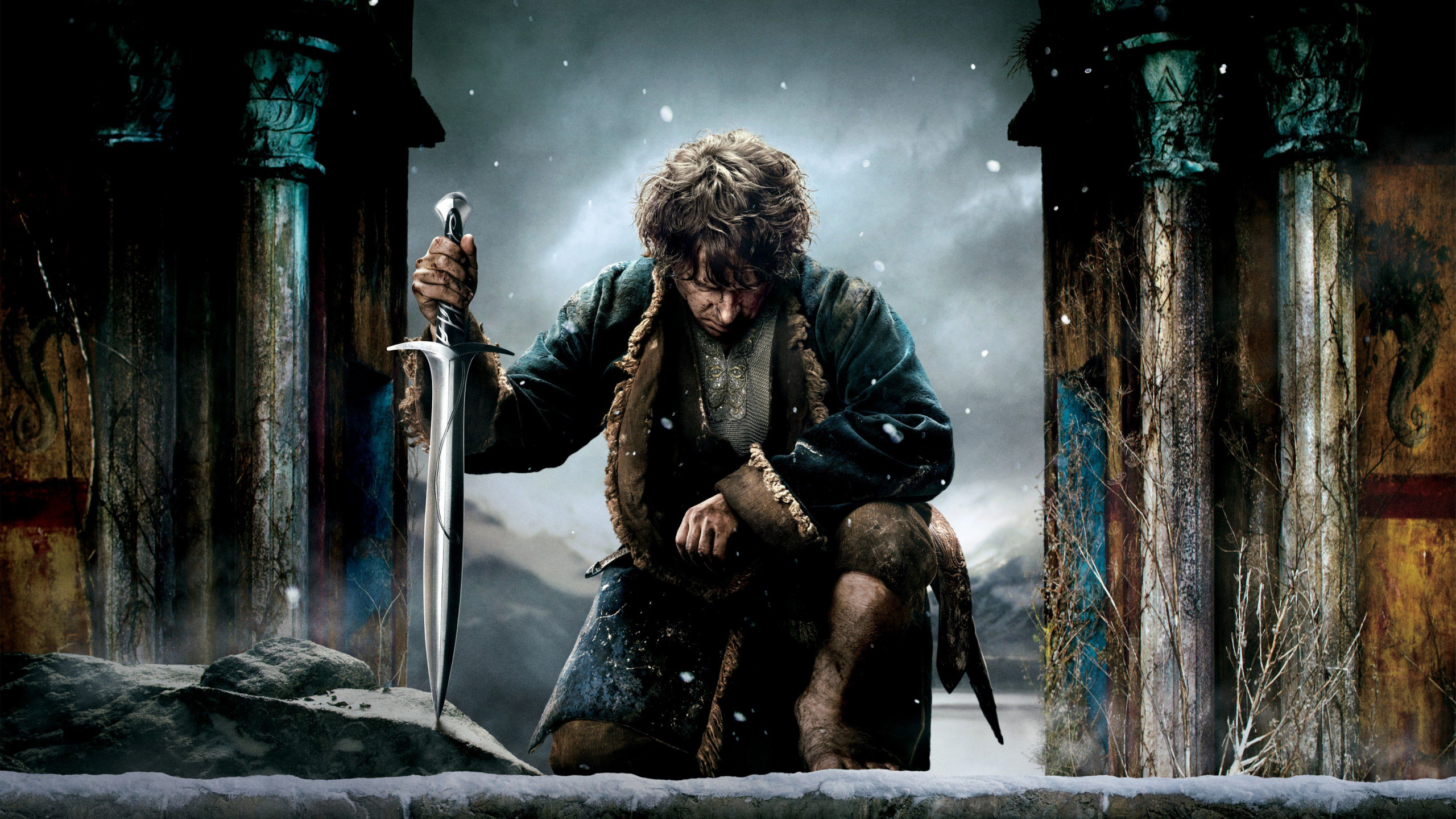 Обои Бильбо Бэггинс, Хоббит, одинокая гора, карлик, темнота в разрешении 2560x1440