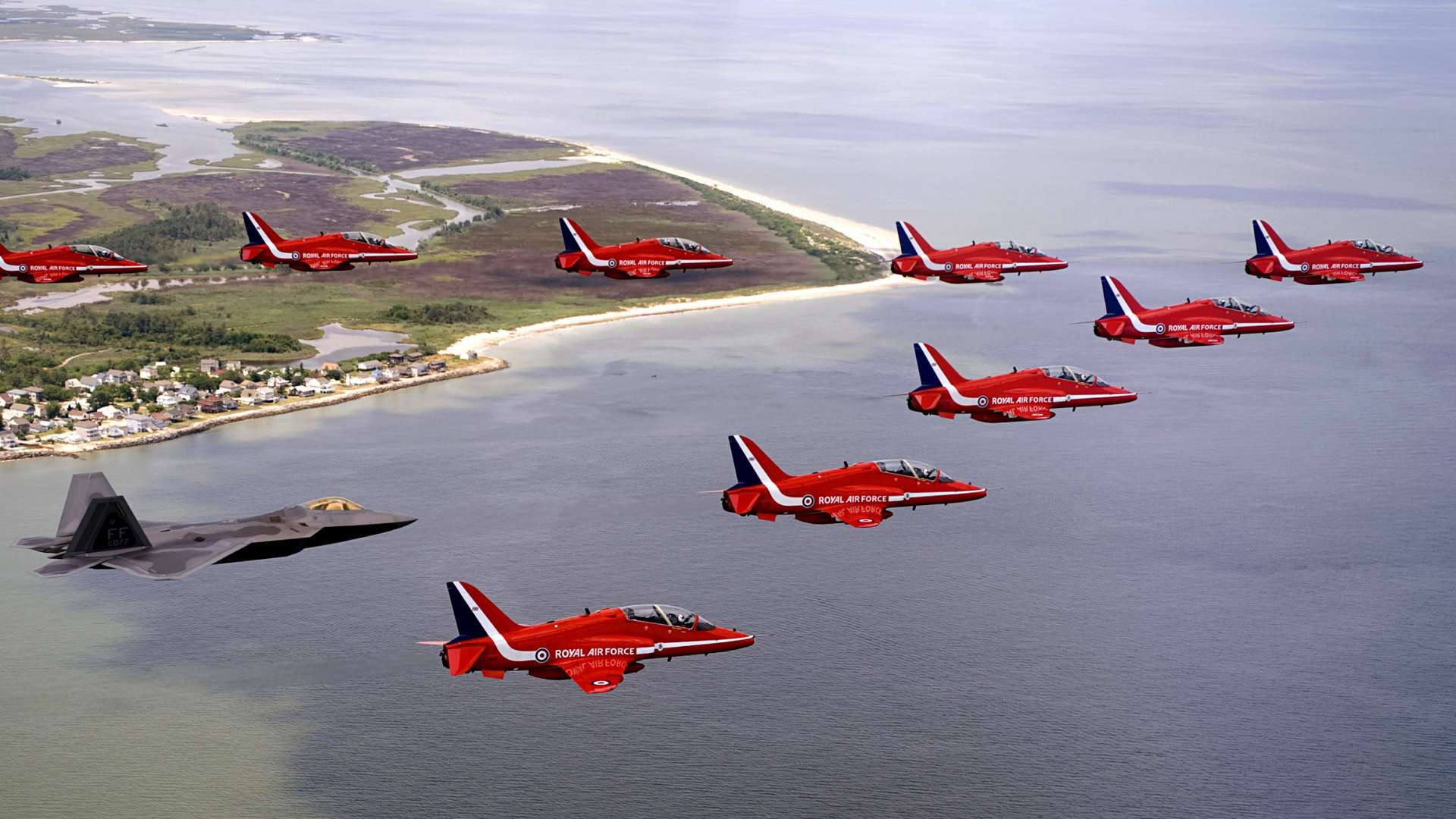 Обои самолеты, королевские ВВС, ВВС США, самолет, истребительная авиация в разрешении 1920x1080