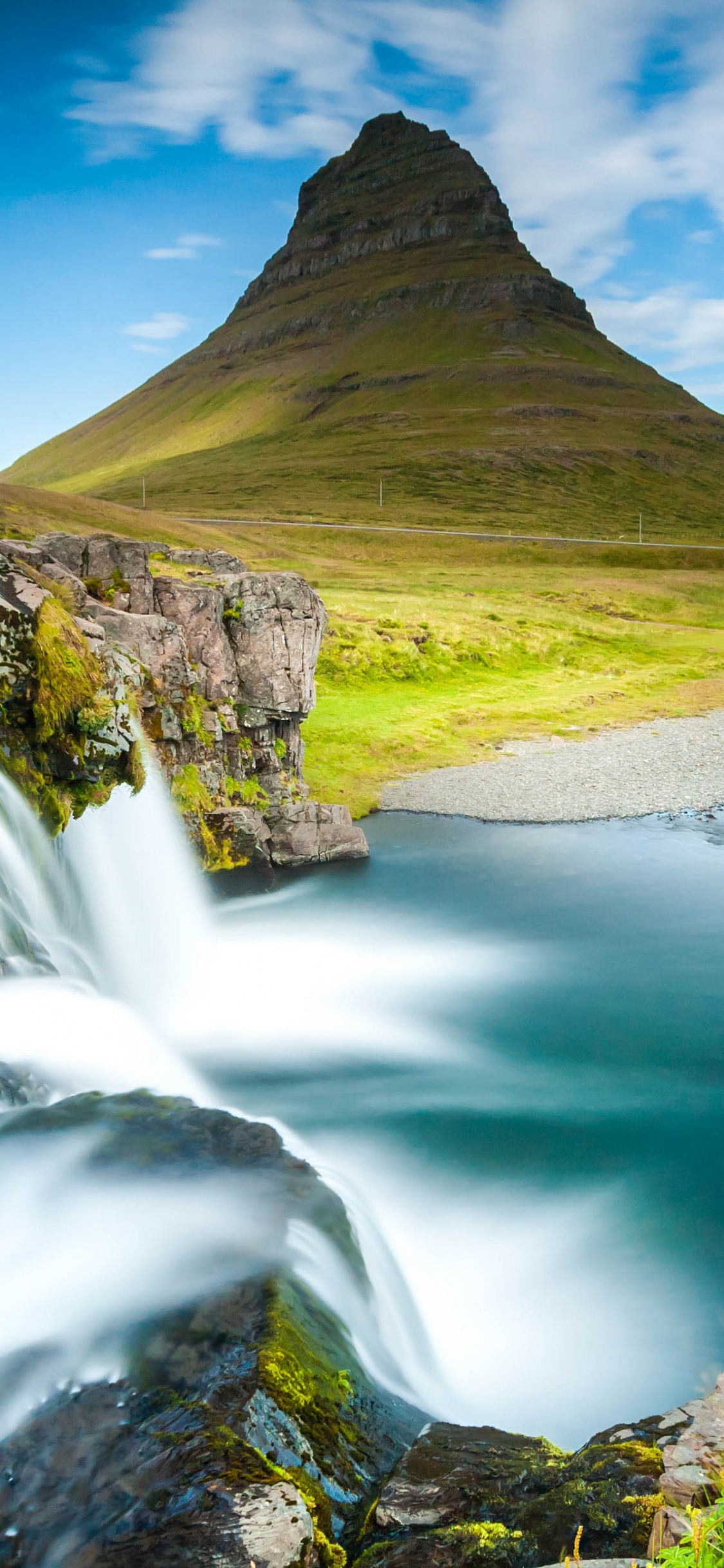 Обои Рейкьявк, Киркьюфетль, пиксель без ограничений, облако, вода в разрешении 1125x2436