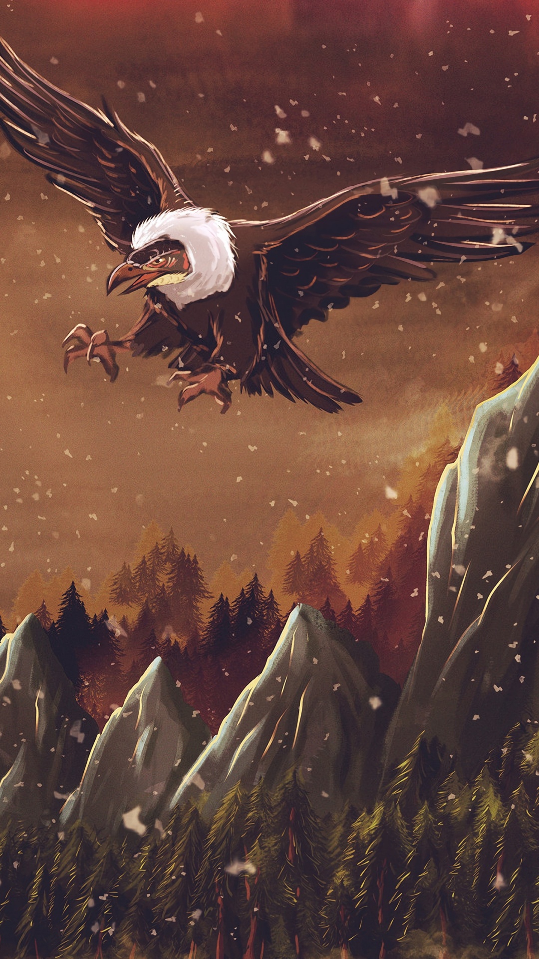 Обои птица, хищная птица, живая природа, иллюстрация, крыло в разрешении 1080x1920