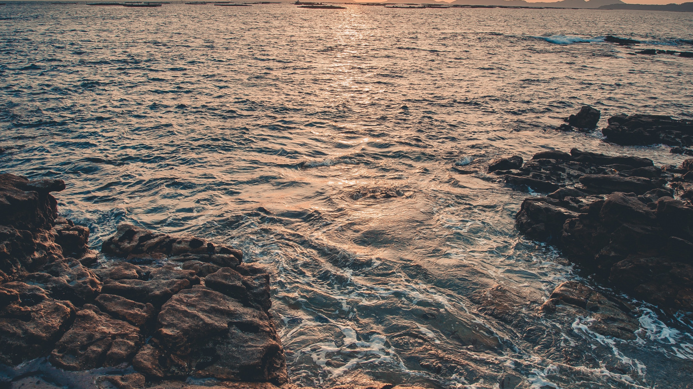 Обои послесвечение, море, облако, вода, атмосфера в разрешении 1366x768