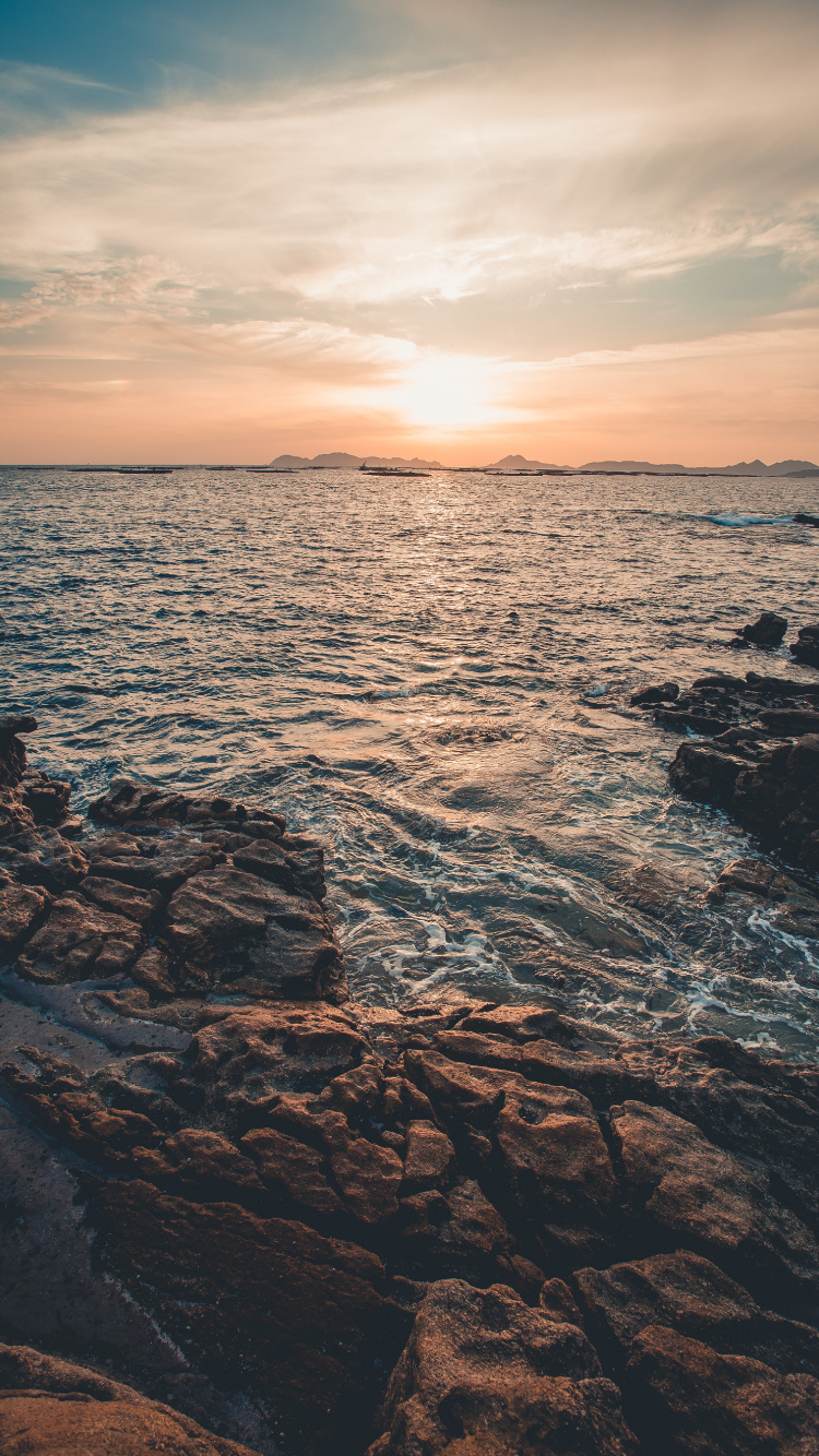 Обои послесвечение, море, облако, вода, атмосфера в разрешении 750x1334