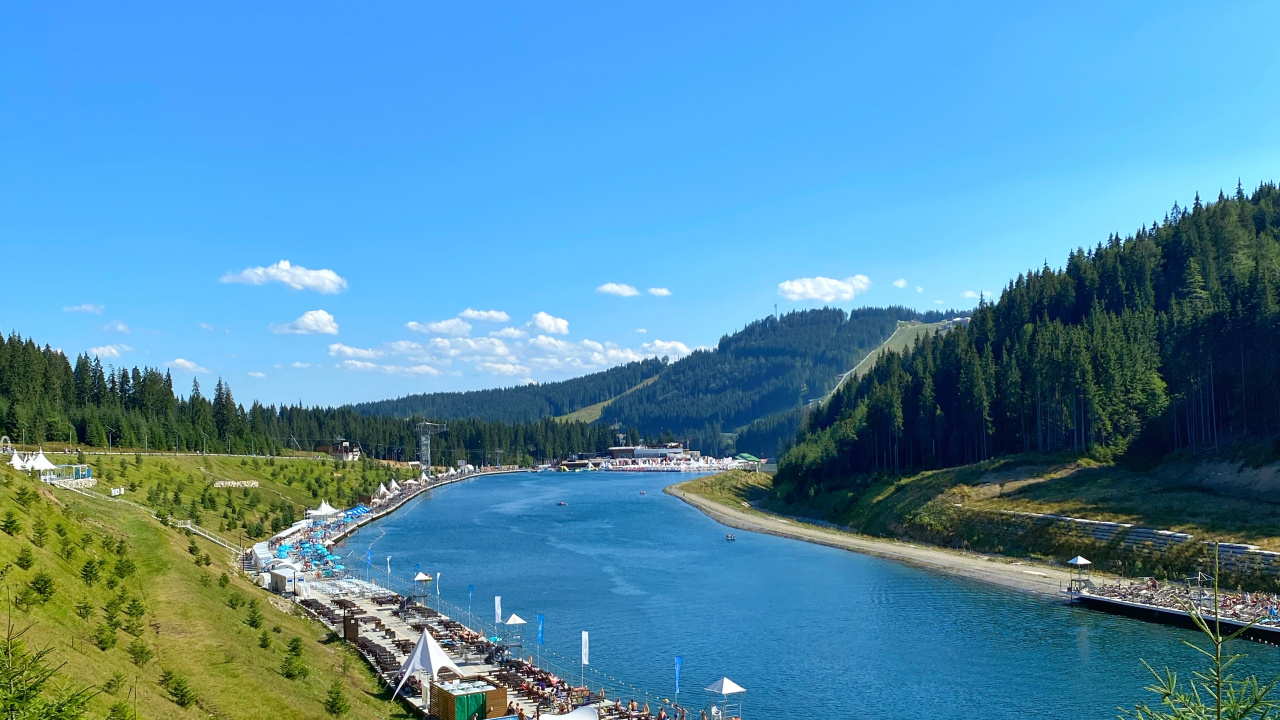 Обои природа, пейзажи гор, горный хребет, гидроресурсы, фьорд в разрешении 1280x720