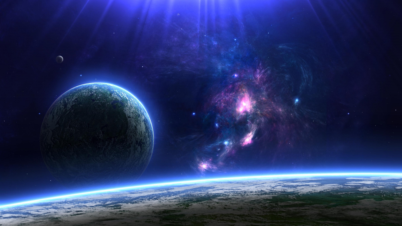 Обои космическое пространство, атмосфера, астрономический объект, планета, космос в разрешении 1280x720