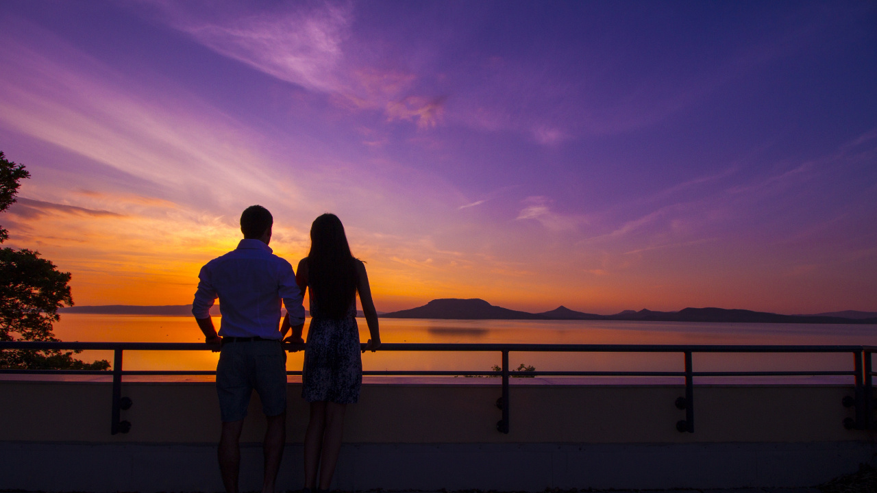 Обои смотреть дату заката, Балатон, замок смэг, закат, природа в разрешении 1280x720