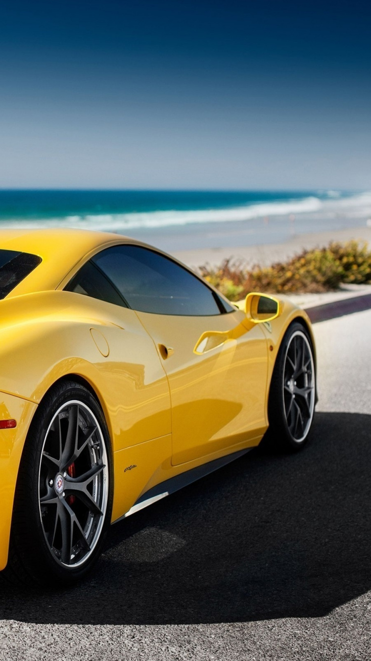 Обои Феррари 458, спорткар, суперкар, автомобильный дизайн, гоночный автомобиль в разрешении 750x1334