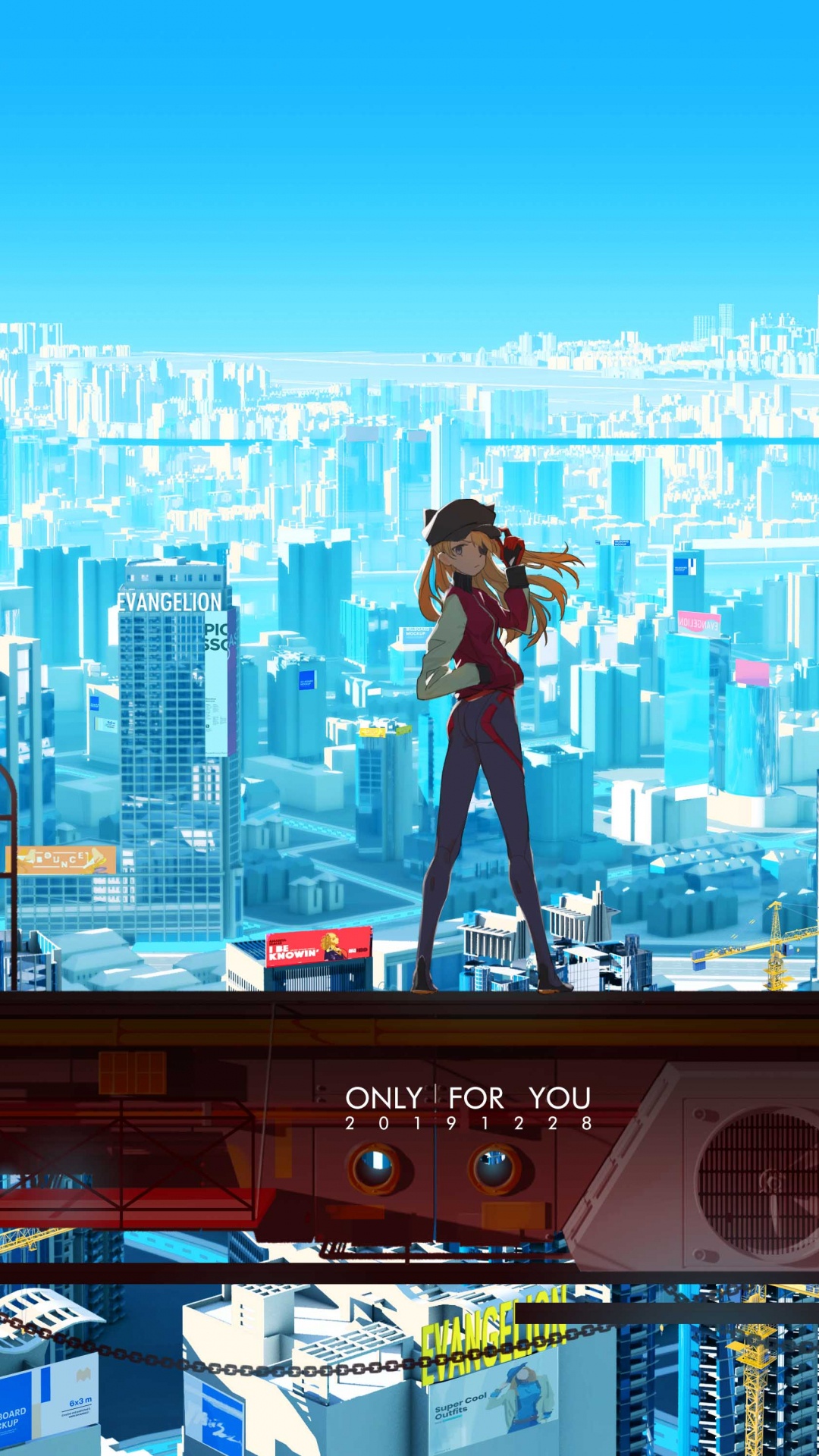 Обои аска Лэнгли сорю, аниме, Каору нагиса, здание, мир в разрешении 1080x1920