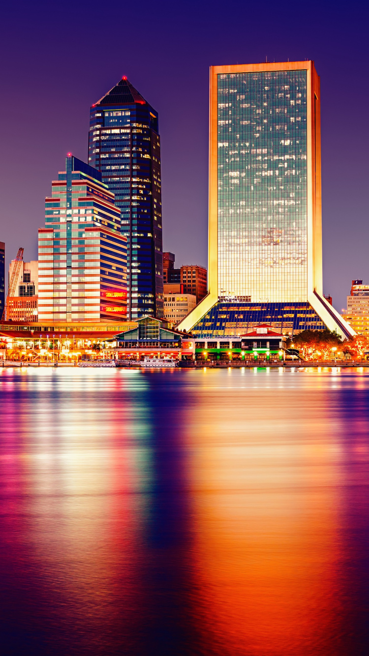 Обои городской пейзаж, линия горизонта, город, отражение, метрополия в разрешении 750x1334